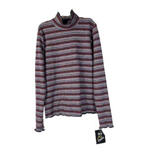 Girls’ Striped Mock Neck Long Sleeve Shirt – Size Large 10/12 – NWT